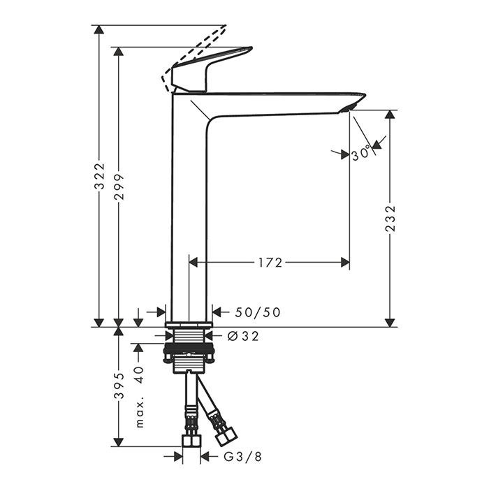 Hansgrohe Logis Смеситель для раковины, 1 отв., без донного клапана, цвет: хром