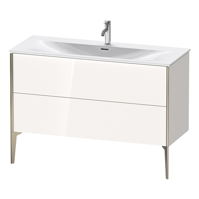 Duravit XViu Тумба подвесная 121x48x59.1см, с раковиной, 2 ящика, цвет: белый глянцевый/champagne matt