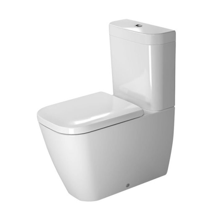 Duravit Happy D2 Унитаз напольный, 36,5х63 см,, с бачком 6 л , механизмом цвет хром,  с креплением, двойного смыва подключение снизу слева, цвет: белый