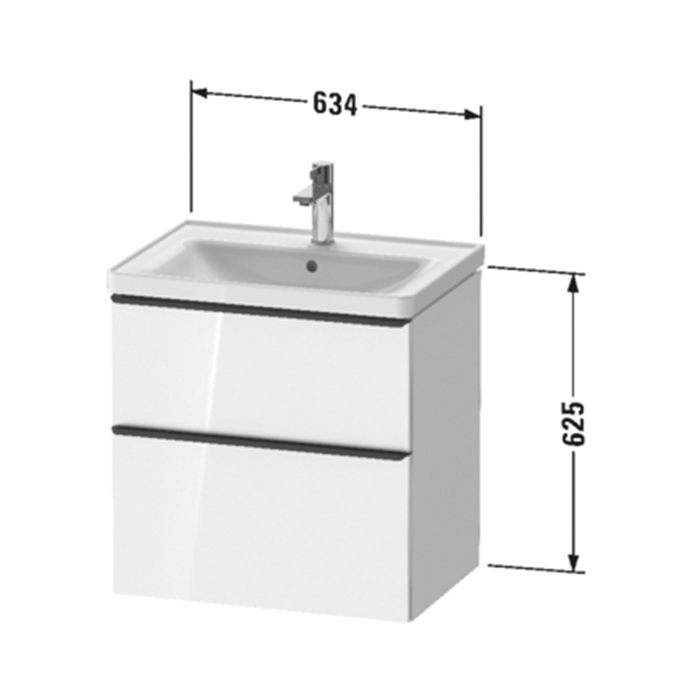 Duravit D-Neo Тумба с раковиной 63.4x45.2хh62.5см., с 2 ящиками, подвесная, цвет: белый матовый