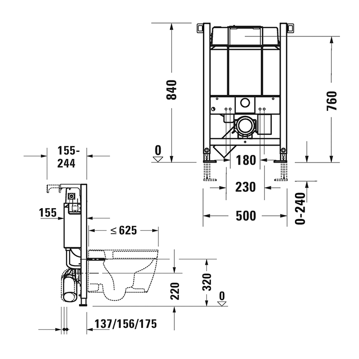 Duravit DuraSystem Рама для установки подвесного унитаза Standard 84x50x15.5 см