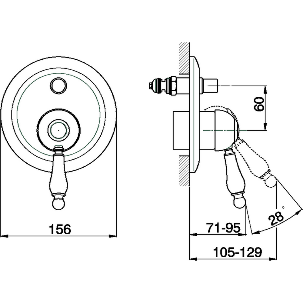 CISAL Arcana Empress Встраиваемый однорычажный смеситель для ванны/душа, цвет: хром 