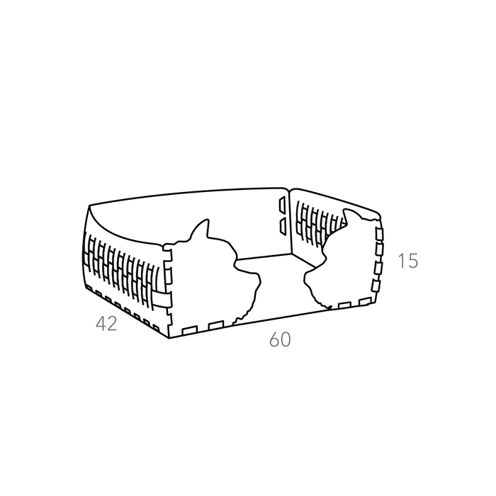 ADJ Лежанка Dog, 60x42xH15 см., цвет: черный/серый