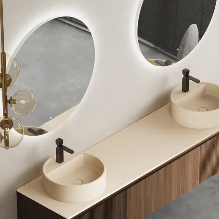 Salini Зеркало для ванны OMBRA 80х2.5см., круглое, с LED подсветкой, влагостойкое AGC Сrystalvision, сенс. выкл., крепления, обогрев, антизапот.