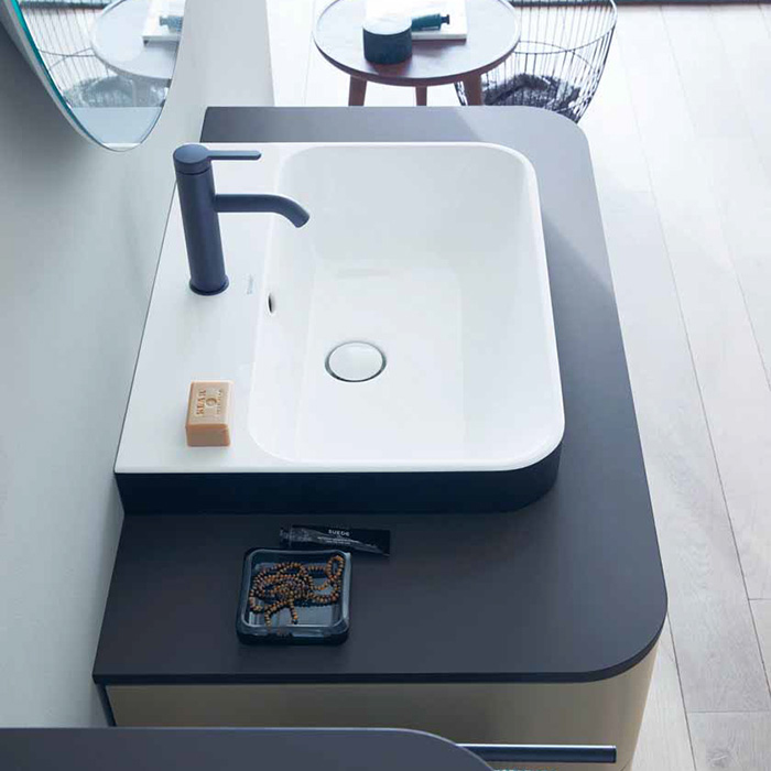 Duravit Happy D.2 Plus Раковина 60х46 см, 1 отв., с переливом, цвет: Anthracite matt/белый