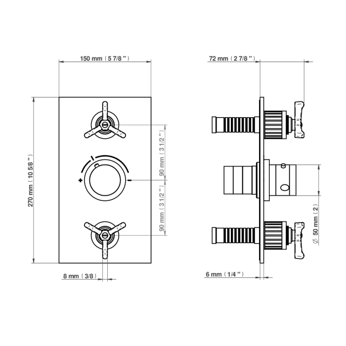 THG Hamptons Смеситель для душа, встраиваемый, термостатический, цвет: золото