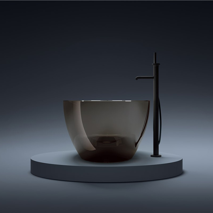 Gruppo Treesse Camelia Ванна 180х85х50см., отдельностоящая, без перелива, сифон, цвет: SMOKEY TRANSPARENT RESIN