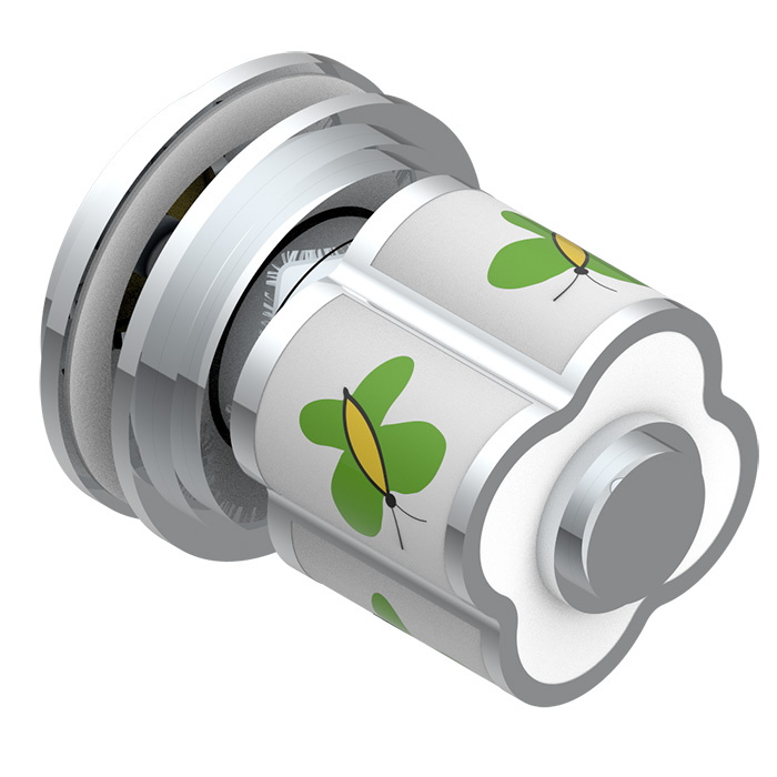 THG CAPUCINE VERT DECOR PLATINE Ручка дверная одинарная, декор платина/зеленый, цвет: хром