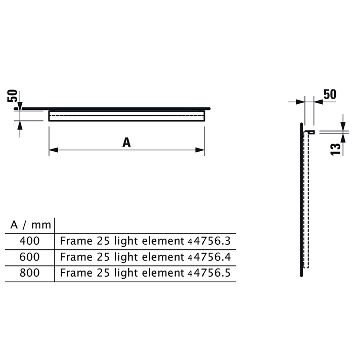 Laufen Frame 25 Светильник для зеркала 40х5х1.3см., на раму, горизонтальный, цвет: черный матовый