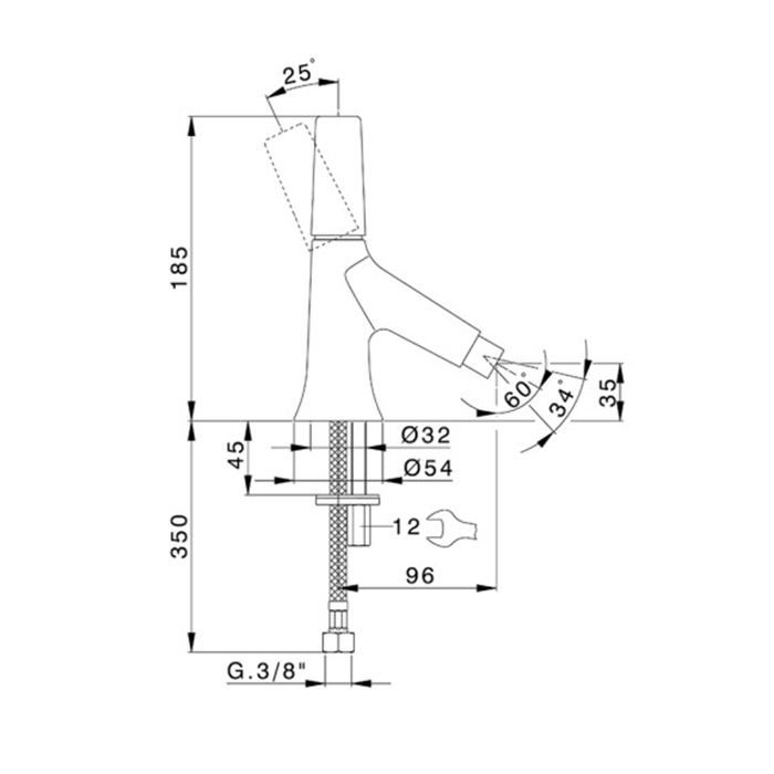 Cisal Vita Смеситель для биде, на 1 отв, с донным клапаном, цвет: белый матовый