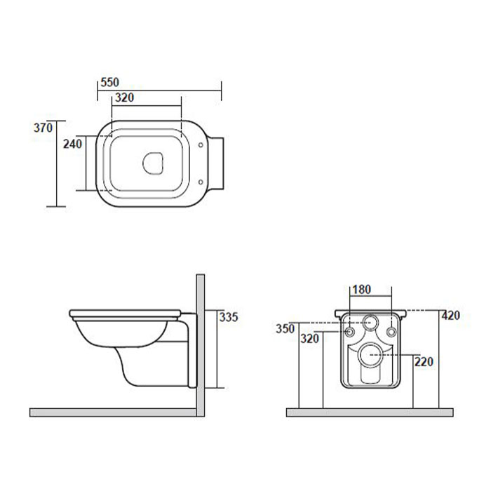 Kerasan Waldorf Унитаз подвесной 55х37см, фурнитура хром