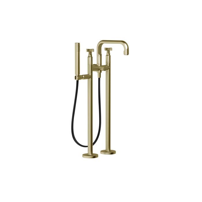 Gessi Inciso Смеситель для ванны, напольный, с ручным душем, цвет: Brushed Brass PVD