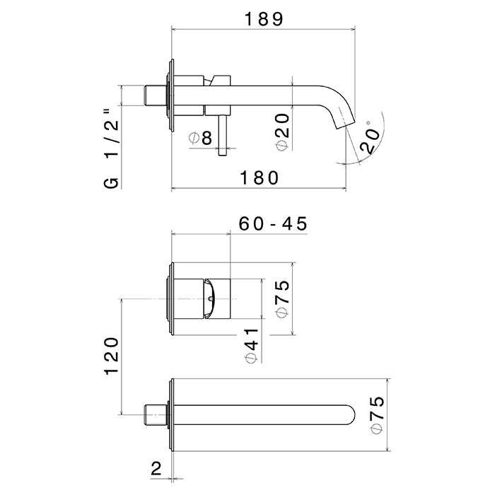 Newform X-Steel 316 Смеситель для раковины, встраиваемый, внешняя часть, цвет: PVD brushed gun metal