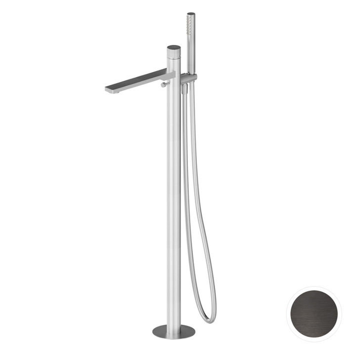 Newform Steel Line Смеситель для ванны, напольный, с ручным душем, цвет: pvd brushed gun metal
