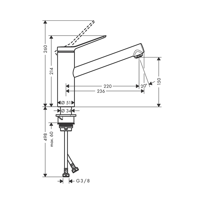 Hansgrohe Zesis M33 Смеситель для кухни, 1 отв., цвет: хром