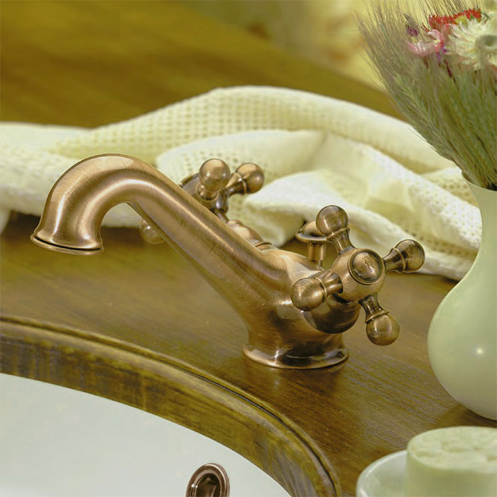 CISAL Arcana Ceramic Смеситель двухвентильный для раковины на 1 отверстие с донным клапаном, цвет: бронза