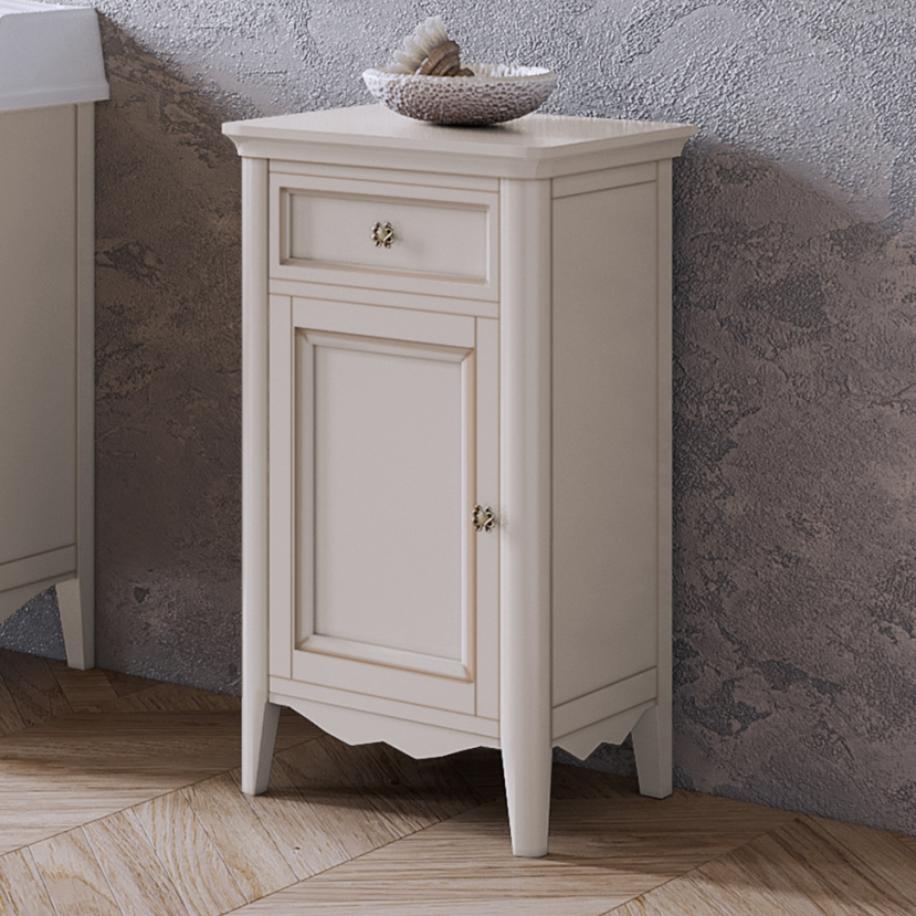 TW Veronica, Тумба 50.2/4540/37.4xh86.7см, 1 распашная дверка 1 выдвижной ящик, доводчики Blum (петли слева-SX), напольная, цвет: Vintage, ручки: Riflesso