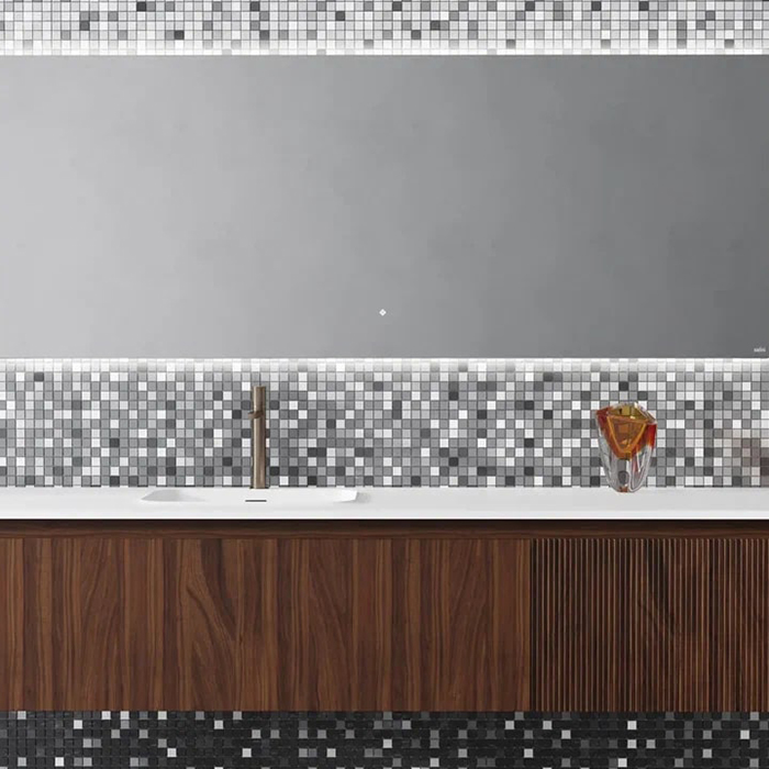 Salini Зеркало для ванны OMBRA 100х90х2.5см., с LED подсветкой, влагостойкое AGC Сrystalvision, сенс. выкл., крепления, обогрев, антизапот.