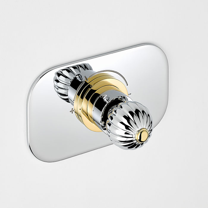  THG Mandarine metal Смеситель для душа встраиваемый, термостатический, внешняя часть, цвет: хром/золото