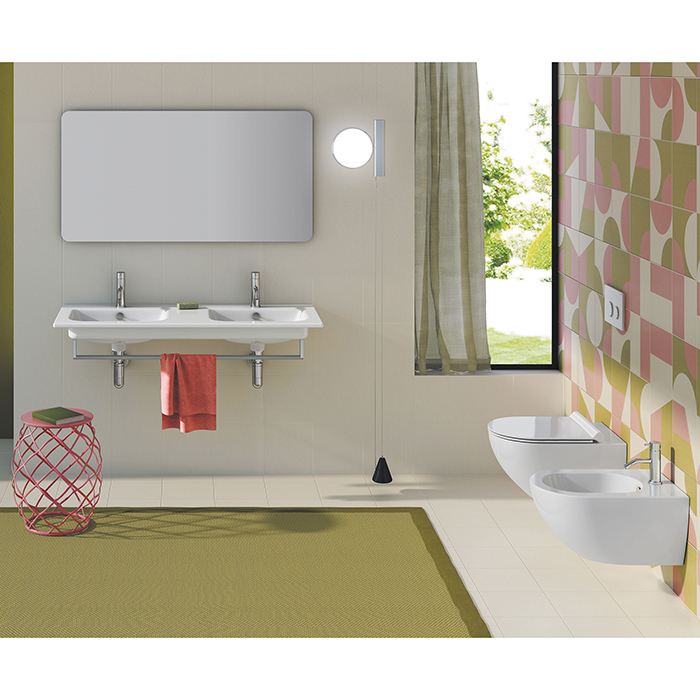 Catalano Italy Раковина 125x50см двойная, с 2 отв., цвет: белый глянцевый