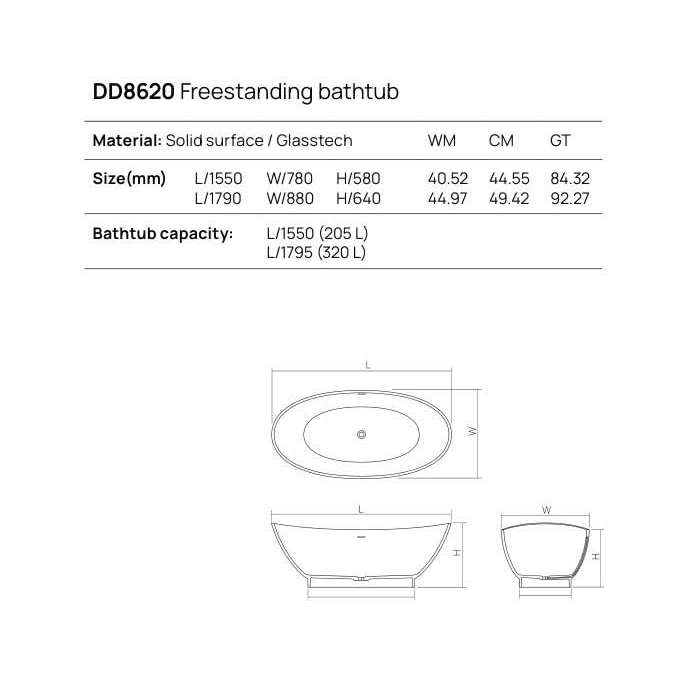 Dea Design Elegant Ванна 155x78x58см., отдельностоящая, Glasstech, прозрачная смола, цвет: Sunset R1