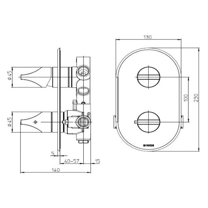 Bossini Apice Смеситель душа, встраиваемый, термостатический, цвет: Brushed Nickel