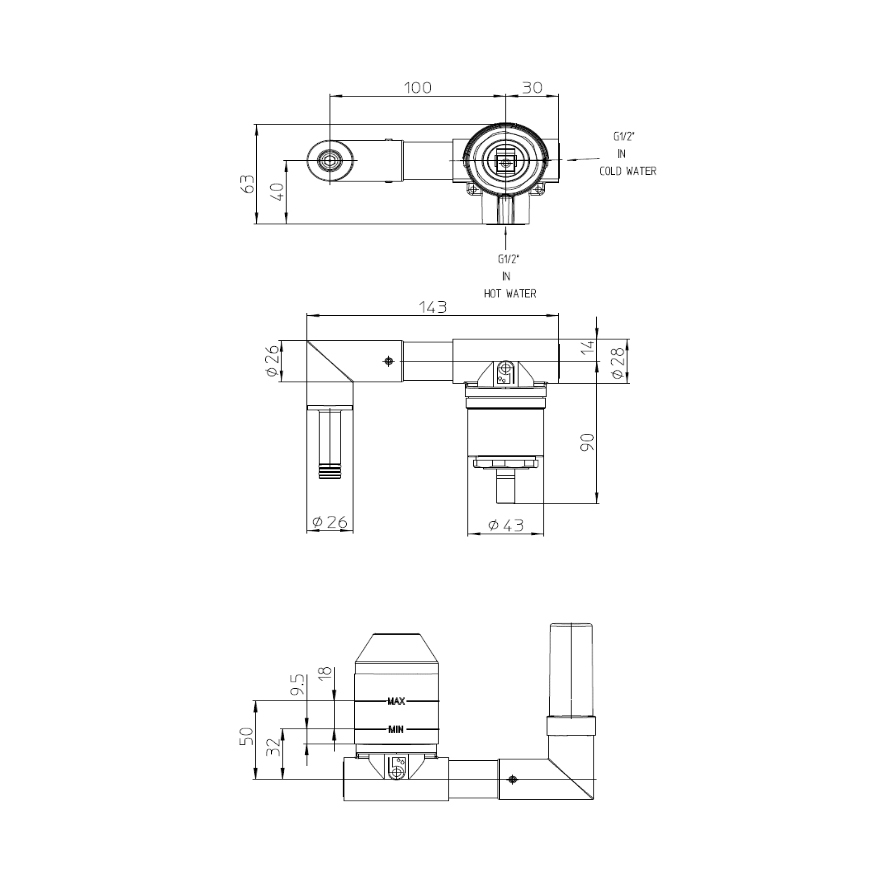 Bossini Teo Line Внутренняя часть для смесителя
