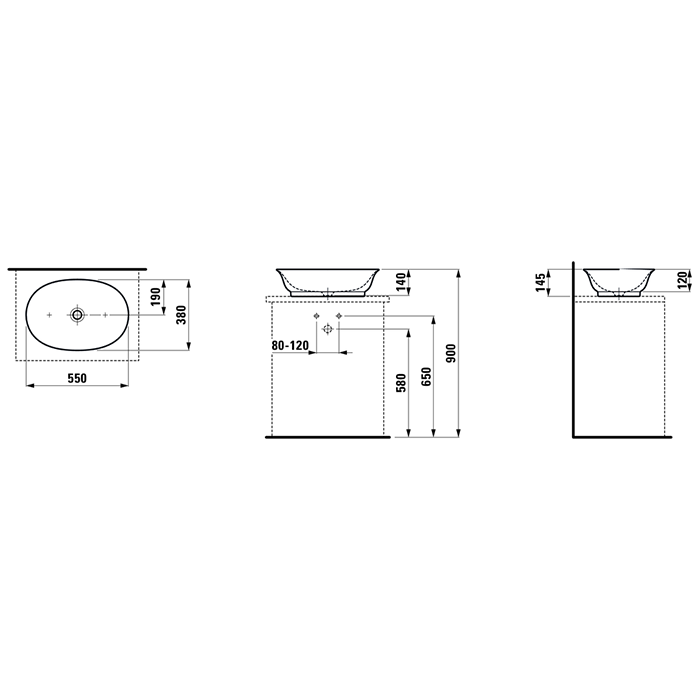 Laufen New Classic Раковина-чаша 55х38х14.5 см, без отв., без перелива, с покрытием Laufen Clean Coat, цвет: белый LCC