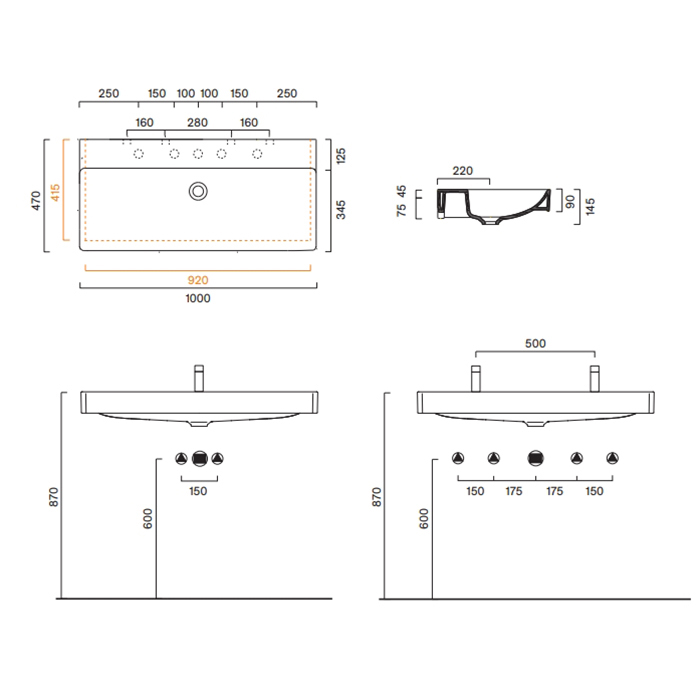 Catalano Green Раковина 100х47см, без отв., цвет: белый глянцевый