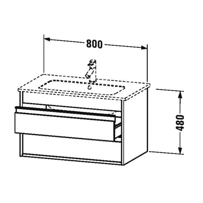 Duravit Ketho Тумба подвесная, 80x47.5х48см., с раковиной, с 2 выдв.ящиками, цвет: белый матовый