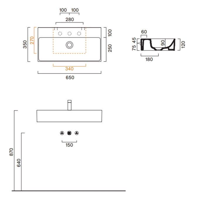 Catalano Premium Раковина 65x35см, с 1 отв., цвет: белый глянцевый