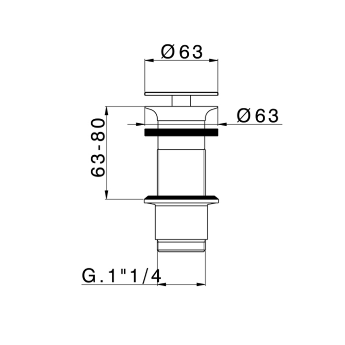 Донный клапан 1"1/4 для раковин без перелива, цвет: Brushed Nickel