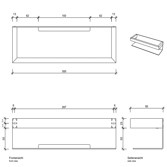 Decor Walther Contract Полочка для душа 30х9.5х8 см, цвет: полированная сталь