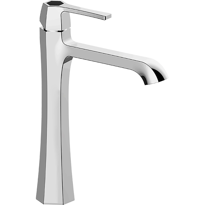 CISAL Cherie Смеситель однорычажный для раковины на 1 отверстие,высокий h200 мм, без донного клапана, цвет: хром/черный матовый