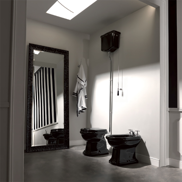 SIMAS Arcade Унитаз напольный, выпуск в пол, 36,5х55см, цвет: черный/хром