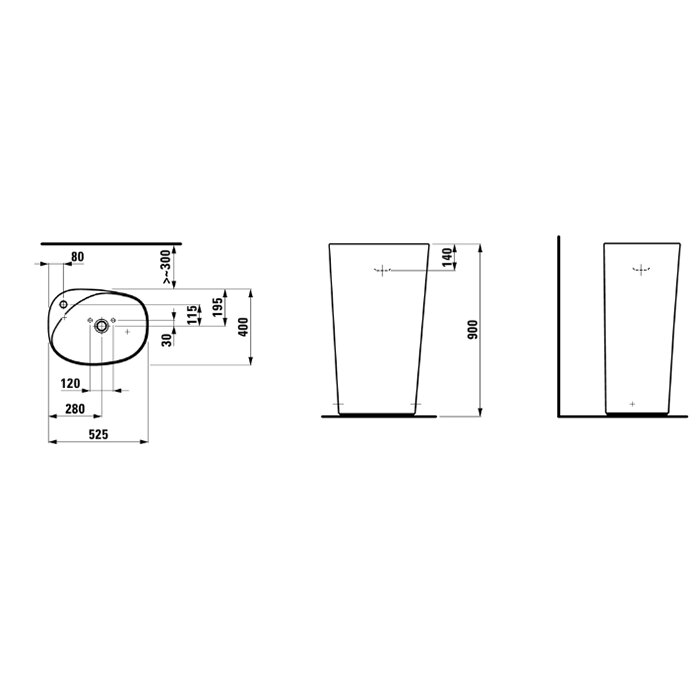 Laufen Palomba Раковина 52.5х40х90 см, без отв., напольная, цвет: белый