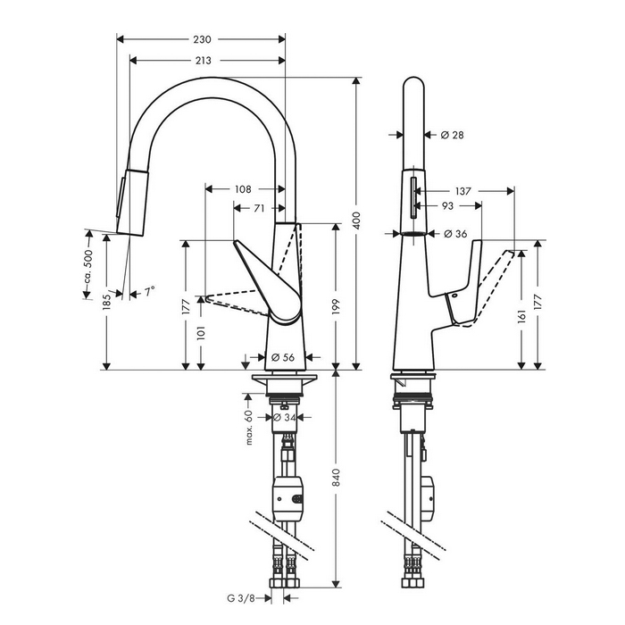 Hansgrohe Talis M51 Смеситель для кухни, 1 отв., цвет: сталь