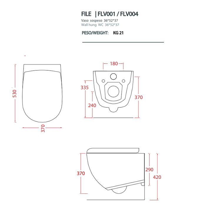 Artceram FILE 2.0  Унитаз подвесной безободковый 36х52 см, цвет: grigio oliva