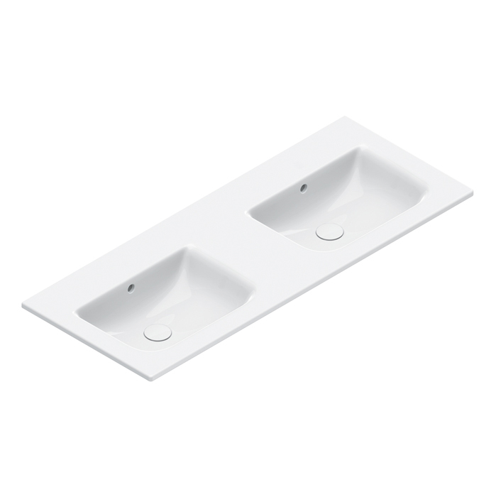 Catalano Italy Раковина двойная 125х50см, без отв., цвет: белый глянцевый