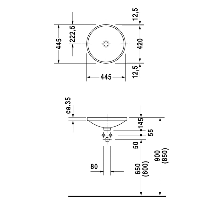 Duravit Architec Раковина 44.5см, без отв., цвет: белый