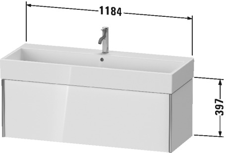 Duravit XViu Тумба подвесная 118.4x45.4x39.7см, с раковиной, 1 ящик, цвет: белый глянцевый/champagne matt