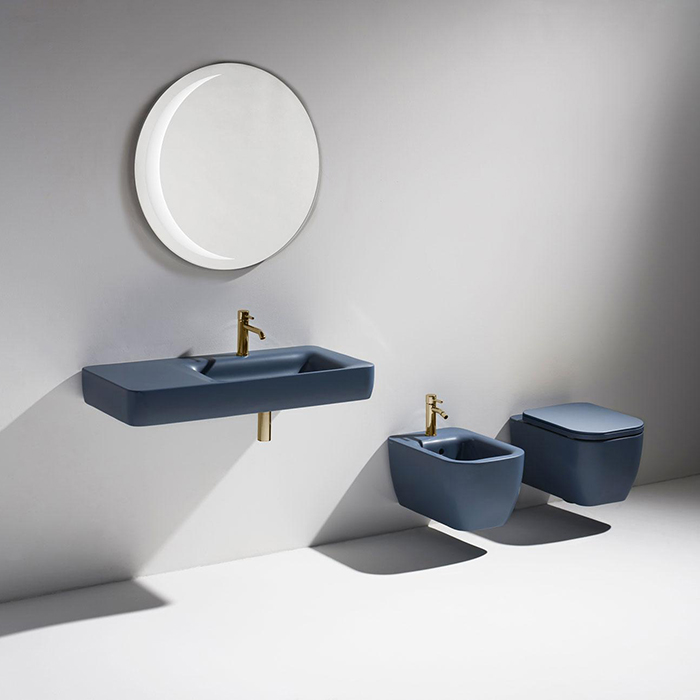 Simas Henges Унитаз подвесной 38х55см., безободковый, цвет: navy matt