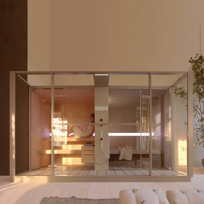 Effegibi Logica Spa Filo Сауна&Хаммам 373x250x217см, пристенная, цвет: White Cloud