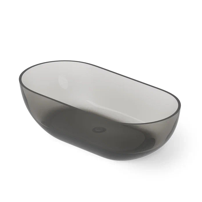 Dea Design Shadow Ванна 140х70х52см., отдельностоящая, Glasstech, прозрачная смола, цвет: Smoky Black R4