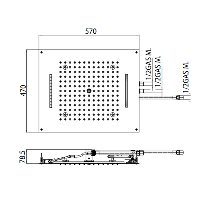 Bossini Dream Sprays Верхний душ 57х47см., с 3 функциями, потолочный, цвет: золото