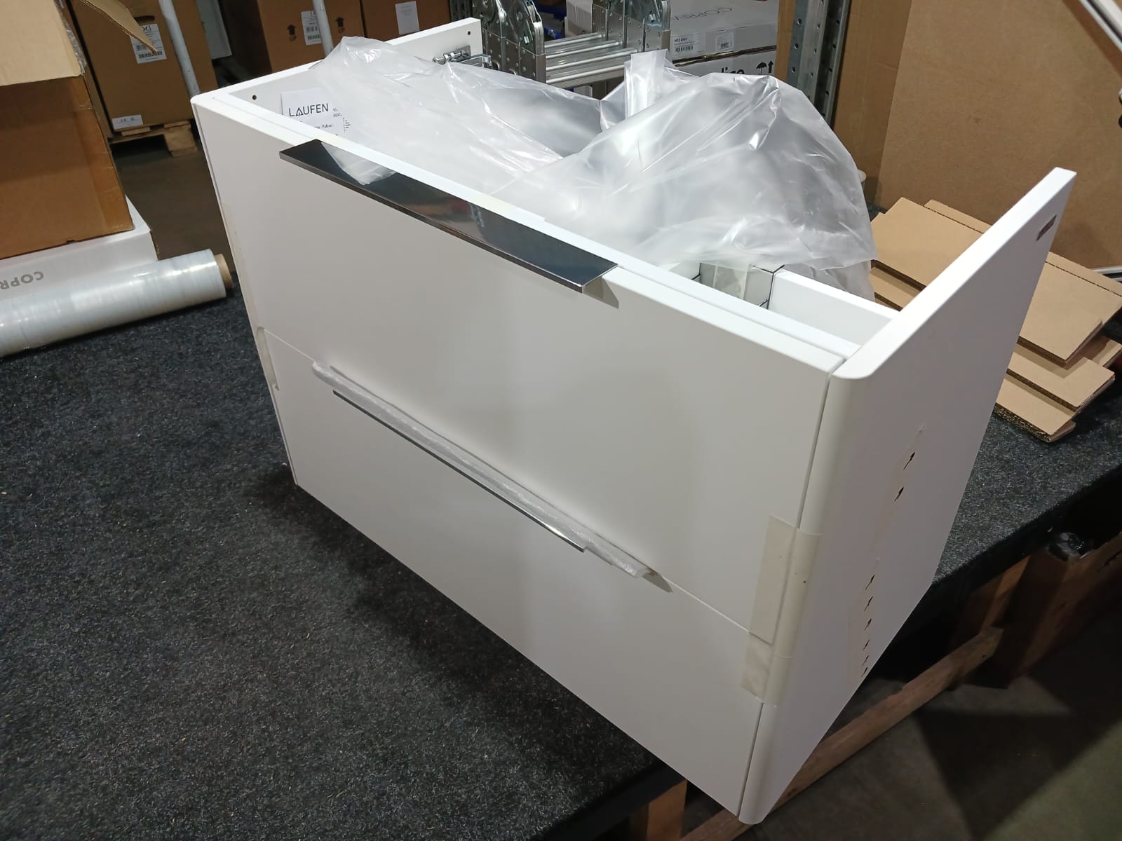 Laufen Base База с раковиной 73.5х39х53см., подвесная, с 2 ящиками, цвет: белый матовый (уценена из-за дефекта)