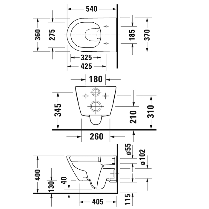 Duravit D-Neo Унитаз подвесной 37x54 см, безободковый, в комплекте с сиденьем 0021690000, цвет: белый