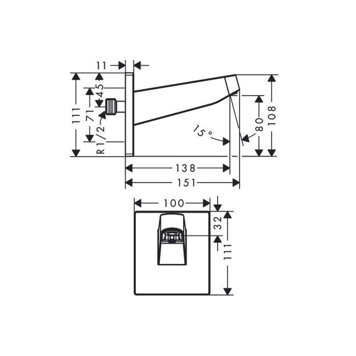 Hansgrohe Pulsify Держатель верхнего душа 26см., настенный, цвет: хром
