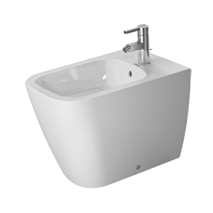 Duravit Happy D.2 Биде напольное 57х35.5см, пристенный вариант, с перел., с 1 отв. под смес., вкл. заглушку для перелива, хром, вкл. крепление Durafix