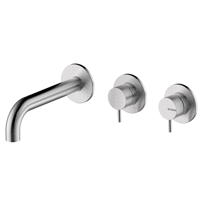 Bossini Nobu Наружная часть монорычажного смесителя для ванны с переключением на 2 выхода и изливом на ванну 190 мм., цвет: нержавеющая сталь